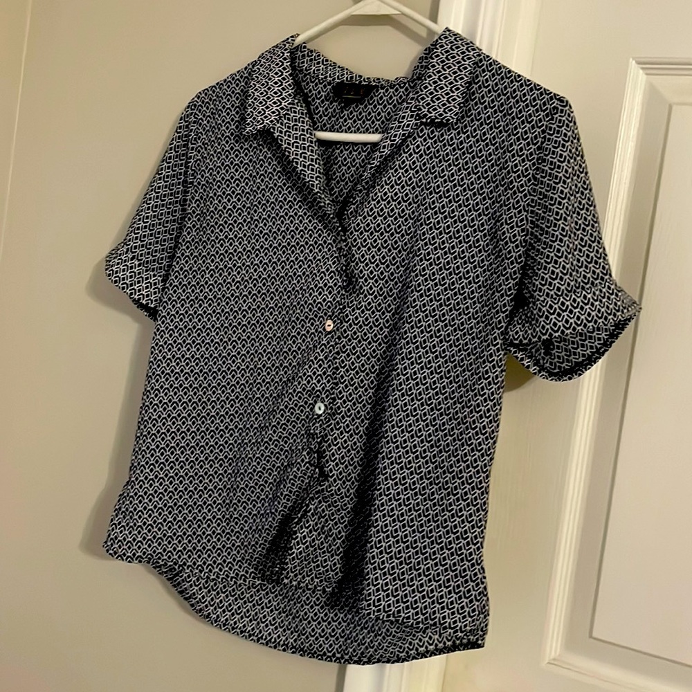 OLM Black & White Button Blouse